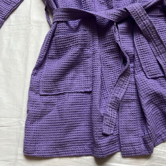 Chakir Turkish Linens Lightweight Quick Dry Waffle Knit Kimono Short Robe - Picture 9 of 13